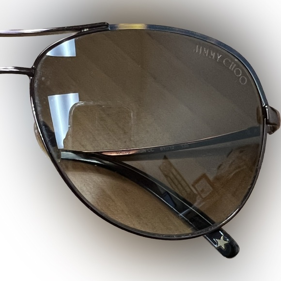 ✨HP✨ “JIMMY CHOO” AVIATOR SUNGLASSES WITH HARD CASE AND CLEANING CLOTH, GUC - Picture 6 of 7